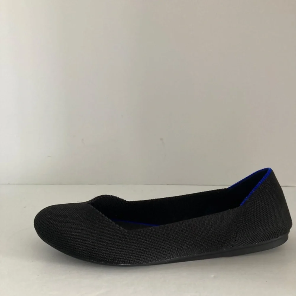 Rothy's Women Shoes The Flat Slip-On Round Toe Classic Black Ballet Flat 8 EUC